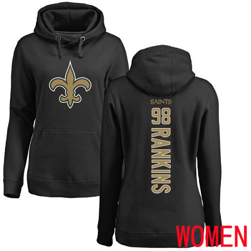 New Orleans Saints Black Women Sheldon Rankins Backer NFL Football #98 Pullover Hoodie Sweatshirts->nfl t-shirts->Sports Accessory